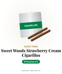 Good Times Sweet Woods Strawberry Cream Cigarillos – 15 Pouches of 2