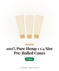 Hempire 100% Pure Hemp 1 1/4 Size 6pack Pre-Rolled Cones