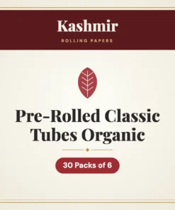 Kashmir Pre-Rolled Classic Tubes Organic Rolling Papers – 30 Packs of 6