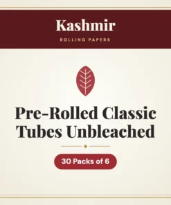 Kashmir Pre-Rolled Classic Tubes Unbleached Rolling Papers – 30 Packs of 6