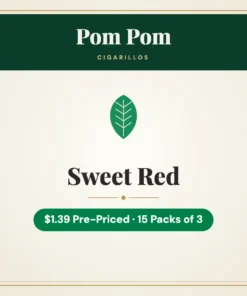 Pom Pom Sweet Red Cigarillos $1.39 Pre-Priced – 15 Packs of 3