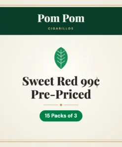 Pom Pom Sweet Red Cigarillos 99¢ Pre-Priced – 15 Packs of 3