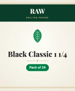 RAW Black Classic 1 1/4 Rolling Papers – Pack of 24