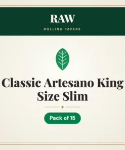 RAW Classic Artesano King Size Slim Rolling Papers – Pack of 15