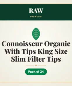 RAW Connoisseur Organic With Tips King Size Slim Filter Tips – Pack of 24