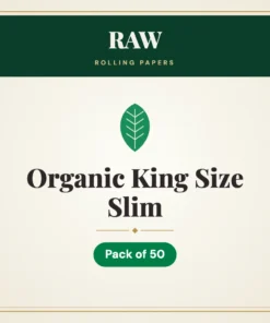RAW Organic King Size Slim Rolling Papers – Pack of 50