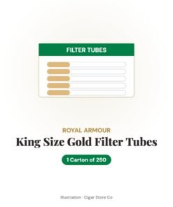 Royal Armour King Size Gold Filter Tubes – 1 Carton of 250