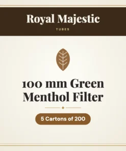 Royal Majestic 100 mm Green Menthol Filter Tubes – 5 Cartons of 200