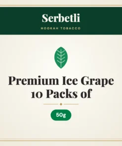 Serbetli Premium Ice Grape Hookah Tobacco 10 Packs of 50g
