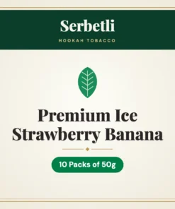 Serbetli Premium Ice Strawberry Banana Hookah Tobacco – 10 Packs of 50g