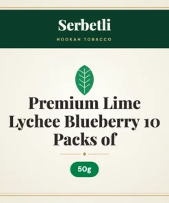 Serbetli Premium Lime Lychee Blueberry Hookah Tobacco 10 Packs of 50g