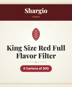 Shargio King Size Red Full Flavor Filter Tubes – 5 Cartons of 200