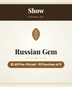 Show Russian Gem Cigarillos $1.49 Pre-Priced – 15 Pouches of 5