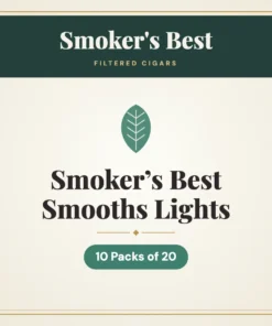 Smoker’s Best Smooths Lights Filtered Cigars – 10 Packs of 20