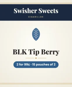 Swisher Sweets BLK Tip Berry Cigarillos 2 for 99¢ – 15 pouches of 2