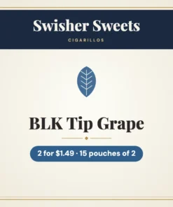 Swisher Sweets BLK Tip Grape Cigarillos 2 for $1.49 – 15 pouches of 2