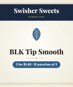 Swisher Sweets BLK Tip Smooth Cigarillos 2 for $1.49 – 15 pouches of 2