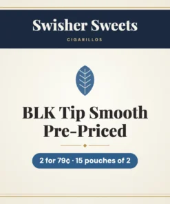 Swisher Sweets BLK Tip Smooth Cigarillos 2 for 79¢ Pre-Priced – 15 pouches of 2