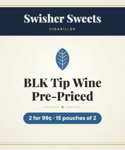 Swisher Sweets BLK Tip Wine Cigarillos 2 for 99¢ Pre-Priced – 15 pouches of 2