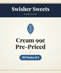 Swisher Sweets Cream Cigarillos 99¢ Pre-Priced – 30 Packs of 2