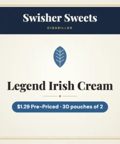 Swisher Sweets Legend Irish Cream Cigarillos $1.29 Pre-Priced – 30 pouches of 2