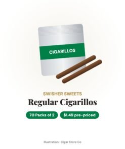 Swisher Sweets Regular Cigarillos $1.49 Pre-Priced – 70 Packs of 2