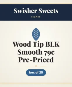 Swisher Sweets Wood Tip BLK Smooth Cigars 79¢ Pre-Priced – box of 25