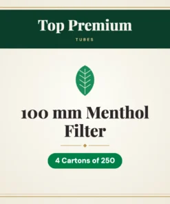 Top Premium 100 mm Menthol Filter Tubes – 4 Cartons of 250