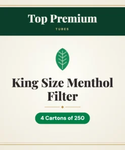 Top Premium King Size Menthol Filter Tubes – 4 Cartons of 250