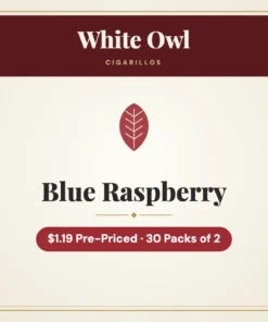 White Owl Blue Raspberry Cigarillos $1.19 Pre-Priced – 30 Packs of 2