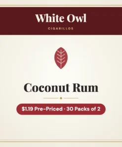 White Owl Coconut Rum Cigarillos $1.19 Pre-Priced – 30 Packs of 2
