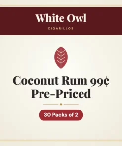 White Owl Coconut Rum Cigarillos 99¢ Pre-Priced – 30 Packs of 2