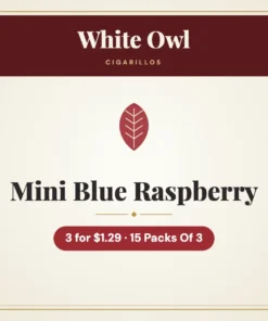 White Owl Mini Blue Raspberry Cigarillos 3 for $1.29 – 15 Packs Of 3