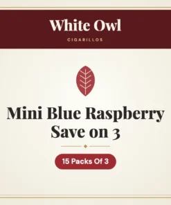 White Owl Mini Blue Raspberry Cigarillos Save on 3 – 15 Packs Of 3