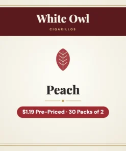 White Owl Peach Cigarillos $1.19 Pre-Priced – 30 Packs of 2