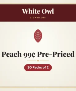 White Owl Peach Cigarillos 99¢ Pre-Priced – 30 Packs of 2
