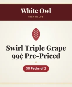 White Owl Swirl Triple Grape Cigarillos 99¢ Pre-Priced – 30 Packs of 2