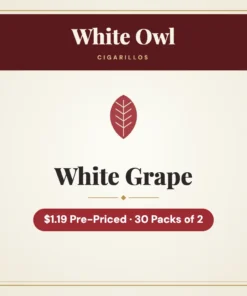 White Owl White Grape Cigarillos $1.19 Pre-Priced – 30 Packs of 2