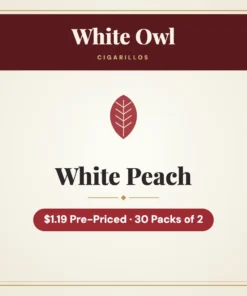 White Owl White Peach Cigarillos $1.19 Pre-Priced – 30 Packs of 2