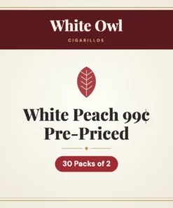 White Owl White Peach Cigarillos 99¢ Pre-Priced – 30 Packs of 2