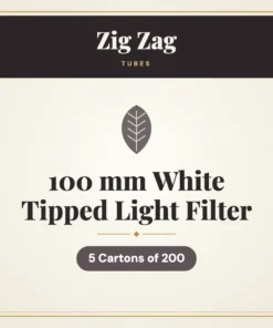 Zig Zag 100 mm White Tipped Light Filter Tubes – 5 Cartons of 200