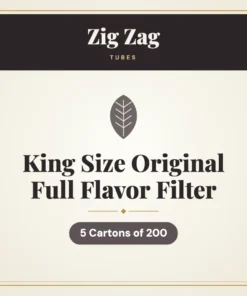 Zig Zag King Size Original Full Flavor Filter Tubes – 5 Cartons of 200