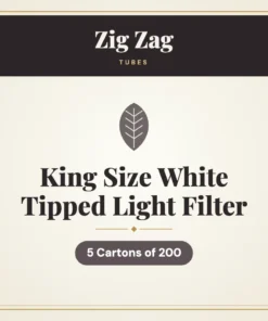 Zig Zag King Size White Tipped Light Filter Tubes – 5 Cartons of 200
