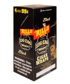 Zig Zag Rillo Size Black Wraps – 15 Pouches of 4