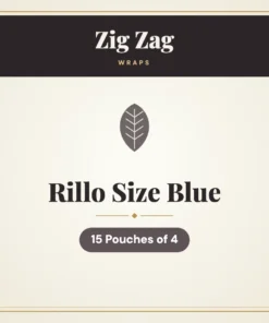 Zig Zag Rillo Size Blue Wraps – 15 Pouches of 4