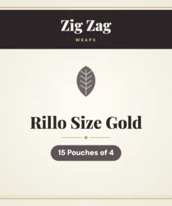 Zig Zag Rillo Size Gold Wraps – 15 Pouches of 4