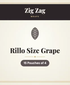 Zig Zag Rillo Size Grape Wraps – 15 Pouches of 4