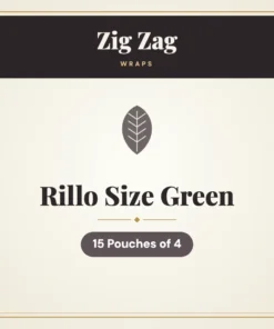 Zig Zag Rillo Size Green Wraps – 15 Pouches of 4