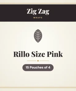 Zig Zag Rillo Size Pink Wraps – 15 Pouches of 4