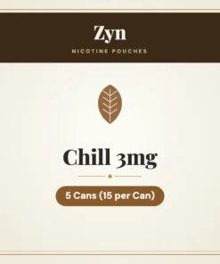 Zyn Chill 3mg Nicotine Pouches – 5 Cans (15 per Can)